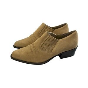 Cowgirl Boho Western Rodeo Suede Leather Pointed Toe Ankle Booties 7 Camel‎ Tan